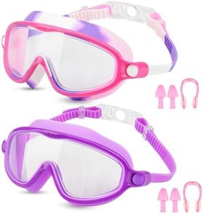 Moseem Kids Swimming Goggles, Swimming Goggles for Children and Early Teens 3-15 Years, 2-Packs Boys Girls Swim Goggles Kids, Anti-Fog Anti-UV,Clear Wide Vision,Waterproof