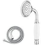 Maynosi Bathroom Classical Shower Head, Traditional Telephone Style Handheld Showers, Retro Ceramic Handle Hand Shower, Victorian Rain Sprayer Showers with 1.5M Hose (Chrome)