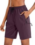 SANTINY Women's 5''/ 7''/9'' Hiking Cargo Shorts Quick Dry Lightweight Summer Shorts for Women Athletic Golf Zipper Pockets(Wine_3XL)