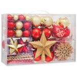 SA Products 108 Pieces Christmas Tree Baubles Set - Assorted Gold & Red Decorations - Shatterproof Hanging Ornaments for Xmas Trees, Wreath, Garland - Balls, Stars, Snowflakes, Icicles Decor