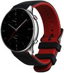 kwmobile Strap Compatible with Huami Amazfit GTR (47mm) / GTR 2 / GTR 2e / GTR3 / GTR 3 Pro Strap - Replacement Silicone Watch Band - Black/Red