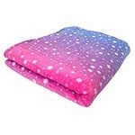 Live It Style It Fleece Blankets For Girls, Soft Fluffy Throw For Kids, Unicorn Gifts For Women, Cosy Blanket Chairs Sofa (Purple Pink Stars)