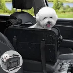 Pet Dog Car Seat for Small Dog Large Center Console Dog Car Seat for Puppy Cat Dog Travel Portable Booster Seat Anti-Slip Dog Car Bed Carseat PU Leather 0-20 lbs(Black)