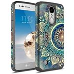 Rosebono for LG Aristo Case, LG Phoenix 3 Case, LG K8 (2017) Case, LG Fortune Case, LG Risio 2 Case, LG Rebel 2 LTE Case, Dual Layer Graphic Fashion Cute Colorful Case for LG LV3 - Green Mandala