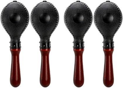 Suwimut Set of 4 Wood Concert Maracas, Rumba Shakers Rattle Hand Percussion, Great Musical Instrument Stimulating Salsa Rhythm with ABS Plastic Shells and Wooden Handles for Party Fun, Games (Black)