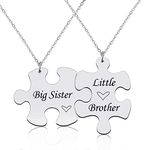 Big Sister Little Brother Necklace for 2 - Brother Sister Matching Gifts Necklaces for Sisters Brothers Christmas Birthday Gift from Brother Sister Puzzle Pieces Necklaces