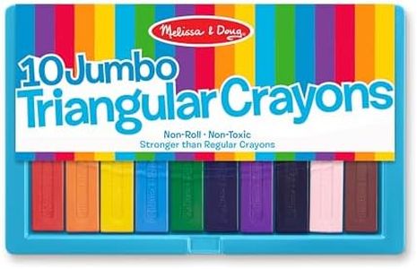 Melissa & Doug Jumbo Triangular Crayons - 10-Pack, Non-Roll, Flip-Top Case