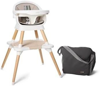 Kyrise 5-in-1 High Chair for Baby & Toddler - Convertible Baby Dining Seat - Portable Floor/Booster Seat - Tray w. Cover - 5-Point Harness - Building Block Table & Stool (White) + Travel Carry Bag
