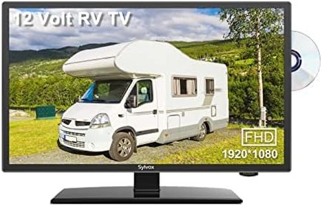 SYLVOX 22 Inch RV TV, 1080P Television 12/24 Volt DC Powered Integrated HDTV(ATSC) Tuner, Built-in DVD Player Speaker FM Radio, with HDMI/USB/AV Input, Suitable for Car Motorhome RV Camper Boat