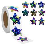 G2PLUS 500Pcs Self Adhesive Shiny Reward Stickers - 2.5CM Waterproof Holographic Star Stickers - Sparkly Universe Space Stickers - Children Reward Stickers for Crafts and Activities