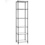 SONGMICS 6-Tier Wire Shelving Unit, With 6 Shelf Liners, 8 Hooks,Adjustable Shelves,15.7 x 11.4 x 63 Inches,for Kitchen,Pantry,Bathroom, Laundry,Black ULGR116B01