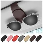 Magnetic Sunglasses Holder for Car,PU Leather Visor Organizer,Universal Sunglasses Clip Car Visor Accessories (Brown)