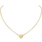 MOMOL Initial Heart Necklace, 18K Gold Plated Stainless Steel Small Dainty Heart Pendant Necklace Personalized Name Necklace Tiny Letter Charm Necklace for Women, Gold Plated, No Gemstone