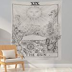 ZHH Tarot Tapestry The Sun Wall Hanging Boho Trippy Tapestries Black and White Wall Decor Mysterious Witchy Decor 59 × 51 Inches