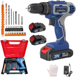 Aseboy Cordless Drill with Battery and Charger, 20V Drills for Specialized Field and Homework, Electric Drill with LED Light, Variable Speed Mode (2 Batteries-blue)