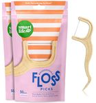 Unflavored Dental Floss Picks - Biodegradable Plastic Free Tooth Flosser for Adults & Kids | No Fluoride Thin Thread | Zero Waste Toothpick Stick Soft On Gum & Teeth | Eco Friendly, Natural & Organic