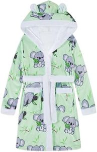 Funnycokid Toddler Girls Robes 4t Size 5 6 Koala Kids Hooded Bathrobe Soft Fleece Pajamas Plush Flannel Sleepwear 4-6 Years