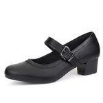 Ortho+rest Women Bunions Orthopedic Dress Shoes Mary Janes Shoes Low Chunky Heels Work Pumps (8 JA,Black)