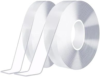 Double Sided Tape Heavy Duty - (2 Rolls,Total 10meters)- Removable Nano Tape for Poster Carpet Picture Hanging Strip Rug Wall Outdoor - Clear & Strong Adhesive Multipurpose Mounting Tape