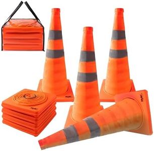 28 Inch Collapsible Traffic Cones (4 PCS) - Reflective Safety Orange Cones for Road Safety, Parking Lot, and Construction (4)