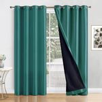 ThinkArtDecor Blackout Curtains 7 feet Long Set of 2, Room Darkening Thermal Insulated Solid Door Curtains with Tie Backs, Arctic Teal