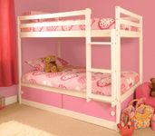 Comfy Living Girls Slide Storage White Wooden Bunk Bed with Pink Sliding Doors