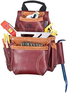 CLC Custom Leathercraft 21685 Signature Elite Heavy Duty Leather Nail & Tool Bag, 8 Pocket