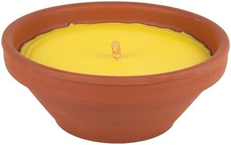 Cofan Velas de Citronela en Recipiente de Terracota | Capacidad de 300 g. | Duración aproximada: 20 Horas | Pack de 6 Unidades o Venta unitaria (6, Amarillo)
