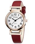 CIVO Womens Watch, Small Womens Wrist Watches Waterproof Analog Quartz Girls Watch Red Leather Strap Fashion Simple Elegant Ladies Watches for Women Dress