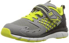 Stride Rite Kids' Made 2 Play Breccen Sneaker, Grey/Lime, 4 Wide US Toddler