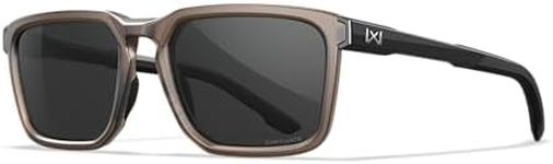 Wiley X WX Zulu Sunglasses Safety Glasses for Men Shatterproof UV Eye Protection for Combat, Shooting Captivate Polarized Gray Lenses Frosted Tan Frames Gloss Black Temples ANSI Z87