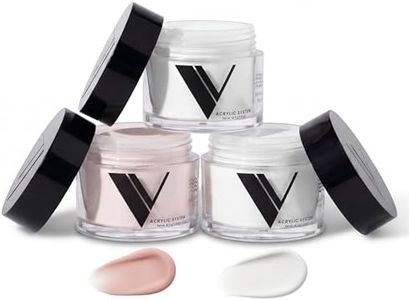 V Beauty Pure Acrylic System Acrylic Nail Cover Powder Set, Self-Leveling, Non-Yellowing, Bubble-Free, Fade-Resistant for Professionals & Beginners, Pack of 3 (Perfect Nude, Super White, Crystal Clear
