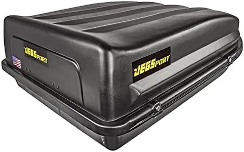 JEGS Rooftop Cargo Carrier for Car Storage - Large Roof Rack Cargo Carrier - Heavy Duty Weatherproof Storage - Made in USA - 18 Cubic Ft - 110 Lb Capacity - Aero Hard Shell Cargo Carrier