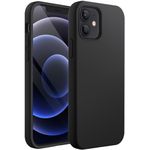 JETech Silicone Case for iPhone 6.1-Inch (12, 12 Pro), Silky-Soft Touch Full-Body Protective Case, Shockproof Cover with Microfiber Lining, Black