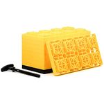 Camco FasTen 4x2 Leveling Block For Dual Tires, Interlocking Design Allows Stacking To Desired Height, Includes Secure T-Handle Carrying System, Yellow (Pack of 10)