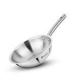 Bergner Tripro Triply 24cm (3.1 L) Chinese Wok, for Stir-Fry/Sauté/Noodles/Fried Rice/Shallow Fry/Curry, Heat Resistant Handle, Induction Bottom and Gas Stove Ready (5-Year Warranty by Bergner)