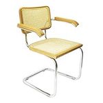 Marcel Breuer Cesca Cane Cantilever Armchair Arm Chair w/Chrome Frame & Honey Oak Wood (Made in Italy)