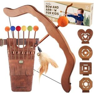 Ohanniewa Bow and Arrow for Kids Wooden Archery Toy for Aged 3+, Archery Set with 6 Arrows,Targets and Quiver, Indoor and Outdoor Toys for Children Boys & Girls