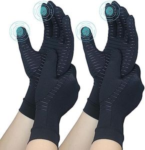 2 Pairs Full Finger Copper Arthritis Gloves with Touchscreen Tips.Compression Gloves for Women & Men,Relief for Rheumatoid,Osteoarthritis, Carpal Tunnel Hand Pain,RSI,Tendonitis,Computer Typing (S)