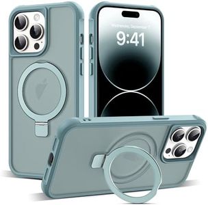 SKYLMW Compatible with iPhone 14 Pro Max Case with Invisible Magnetic O-Ring Stand Military-Grade Translucent Case for iPhone 14 ProMax 6.7" [Compatible with MagSafe][Great Grip Feeling], Blue