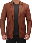 Decrum Mens Leather Jacket - Brown Lambskin Leather Jackets Men | [1507102] Brown Blazer, S