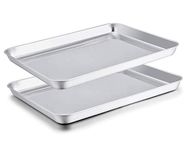 TeamFar Baking Sheet Set of 2, Stainless Steel Baking Pans Tray Cookie Sheet, Non Toxic & Healthy, Mirror Finish & Rust Free, Easy Clean & Dishwasher Safe