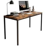 Homesbrand Computer Desk, Industrial Writing Desk, Home Office Desk, PC Laptop Study Workstation for Home Office, Living Room, Dining Table - Rustic Brown Tabletop with Sturdy Metal Frame