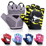 SAGA SPORTS Half Finger Kids Cycling Gloves| Non-Slip, Padded, Antislip, Fingerless Kids Bike Gloves for Boys and Girls | Ideal for BMX, MTB, Gymnastics (Black, Small [4-6])