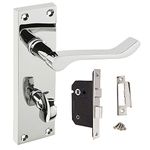 HANDLESTORE Victorian Scroll Bathroom Door Handle - Lock Options - Polished Chrome (Handle + 63mm Lock)