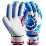 Sportout Kids Goalkeeper Gloves, Soccer Gloves with Double Wrist Protection and Non-Slip Wear Resistant Latex Material to Prevent Injuries (Astronaut-Blue, Size 6 Suitable for 8 to 12 Years Old)