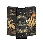 Holiday Wine Gift Bags - Black and Gold Wine Bags - Elegant Gold and Black Xmas Gift Bags Set of 8