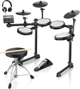 Donner DED-200 Lite Electronic Drum Kit – 450 Sounds, USB MIDI, Mesh Pads, Headphones, Sticks, 40 Lessons