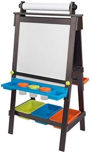 KidKraft Wooden Storage Easel with Dry Erase and Chalkboard Surfaces, Children's Art Furniture - Espresso