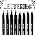 Tritart Professional Calligraphy Pen Set of 8 - Brush Pens for Calligraphy, Paint Pens, Black Pens, Felt Tip Pens, Ink Pens & hand lettering with elegant technical drawing & finest Japanese ink…